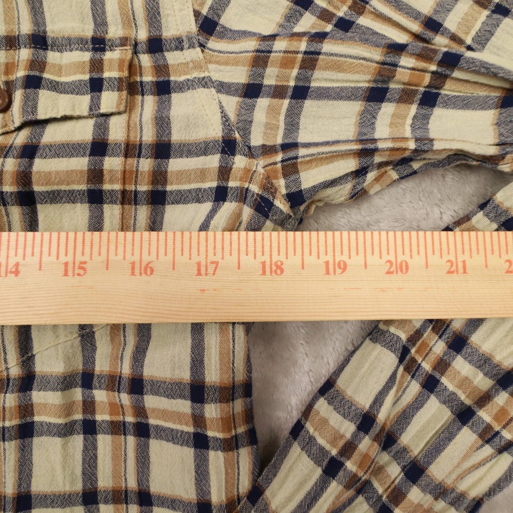 Patagonia Men's Beige Blue plaid Organic Cotton Button Up Shirt size Small - Picture 4 of 8